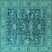 Square Oriental Turquoise Traditional Rug, urb2299turq