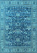Machine Washable Oriental Light Blue Traditional Rug, wshurb2299lblu