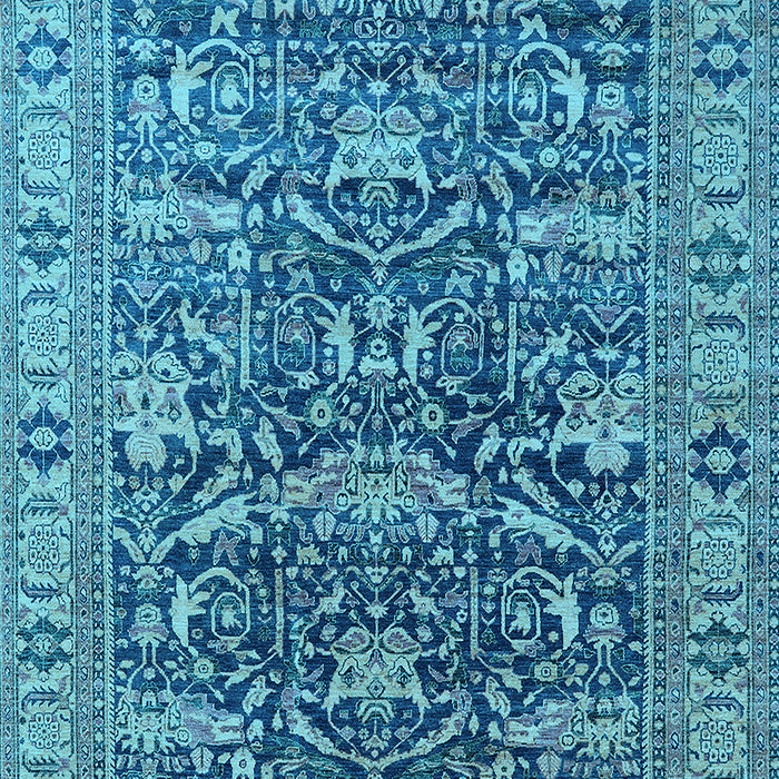 Machine Washable Oriental Light Blue Traditional Rug, wshurb2299lblu