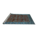 Sideview of Machine Washable Oriental Light Blue Traditional Rug, wshurb2300lblu