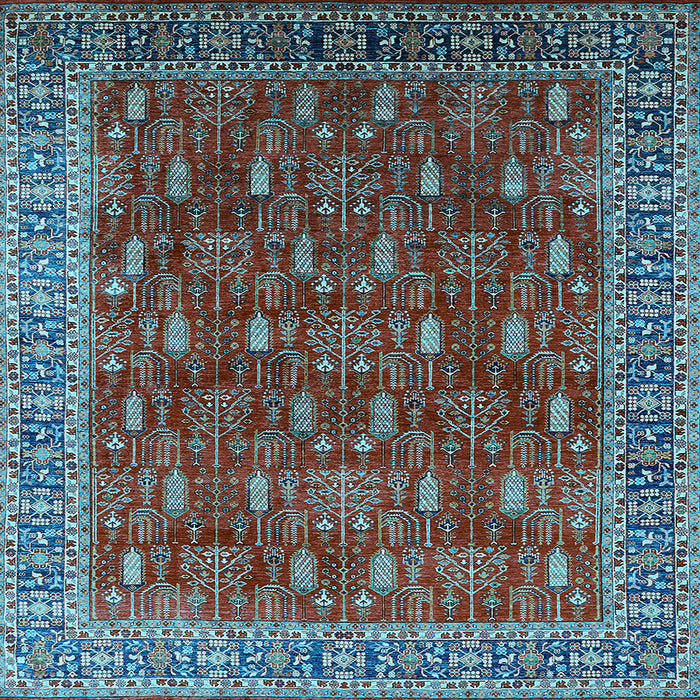Square Oriental Light Blue Traditional Rug, urb2300lblu