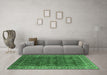 Machine Washable Oriental Emerald Green Traditional Area Rugs in a Living Room,, wshurb2300emgrn