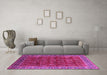 Machine Washable Oriental Pink Traditional Rug in a Living Room, wshurb2300pnk