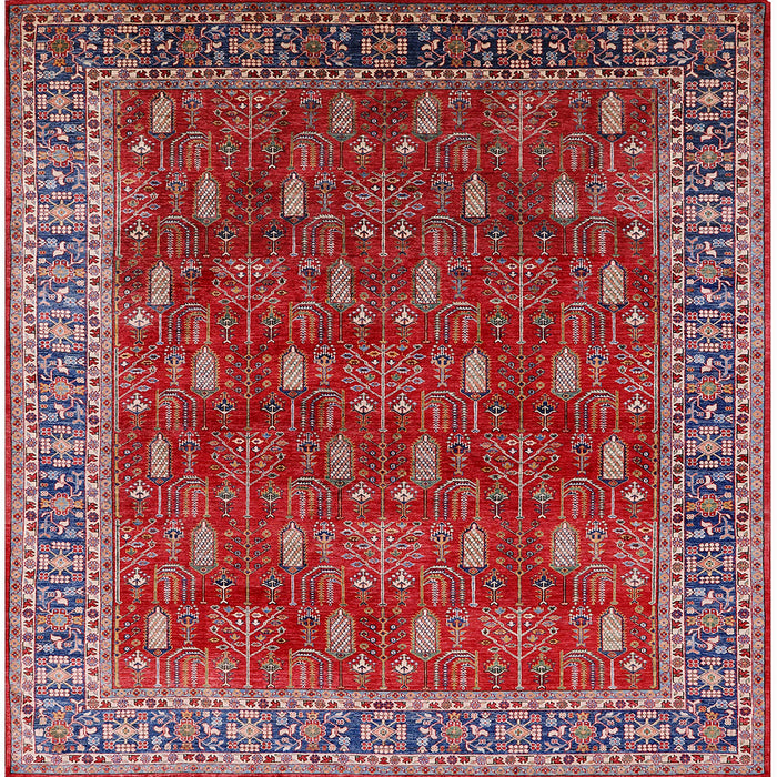 Square Mid-Century Modern Red Oriental Rug, urb2300