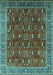 Machine Washable Oriental Turquoise Traditional Area Rugs, wshurb2300turq