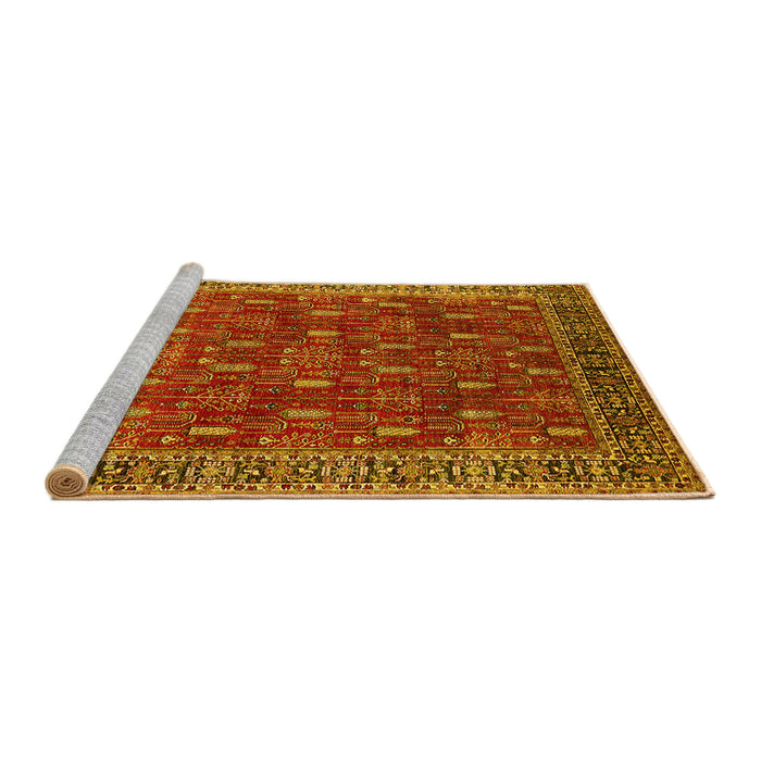 Sideview of Machine Washable Oriental Yellow Traditional Rug, wshurb2300yw