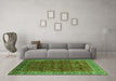 Machine Washable Oriental Green Traditional Area Rugs in a Living Room,, wshurb2300grn