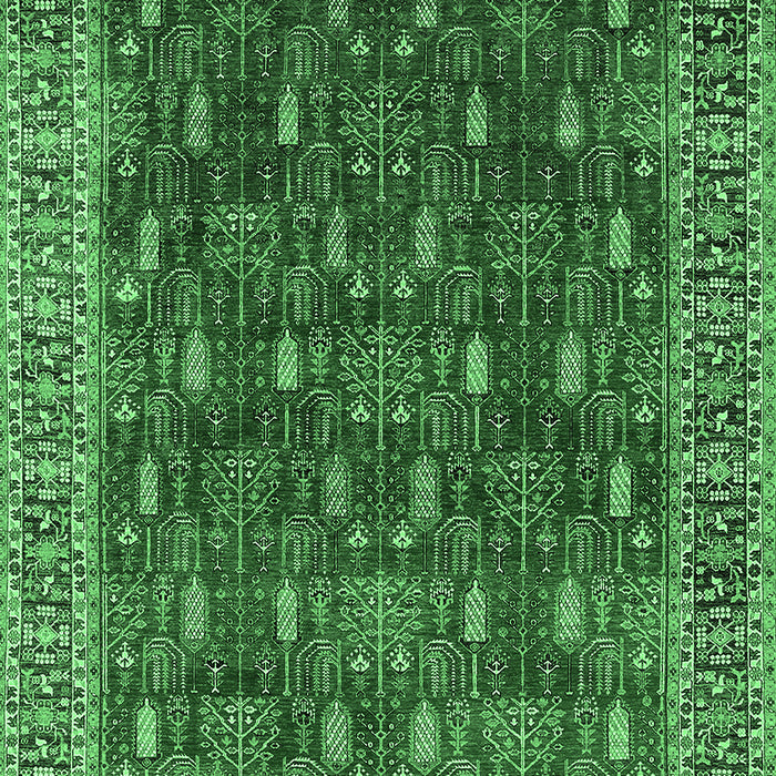 Machine Washable Oriental Emerald Green Traditional Area Rugs, wshurb2300emgrn