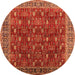 Round Machine Washable Oriental Orange Traditional Area Rugs, wshurb2300org