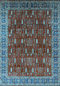 Oriental Light Blue Traditional Rug, urb2300lblu
