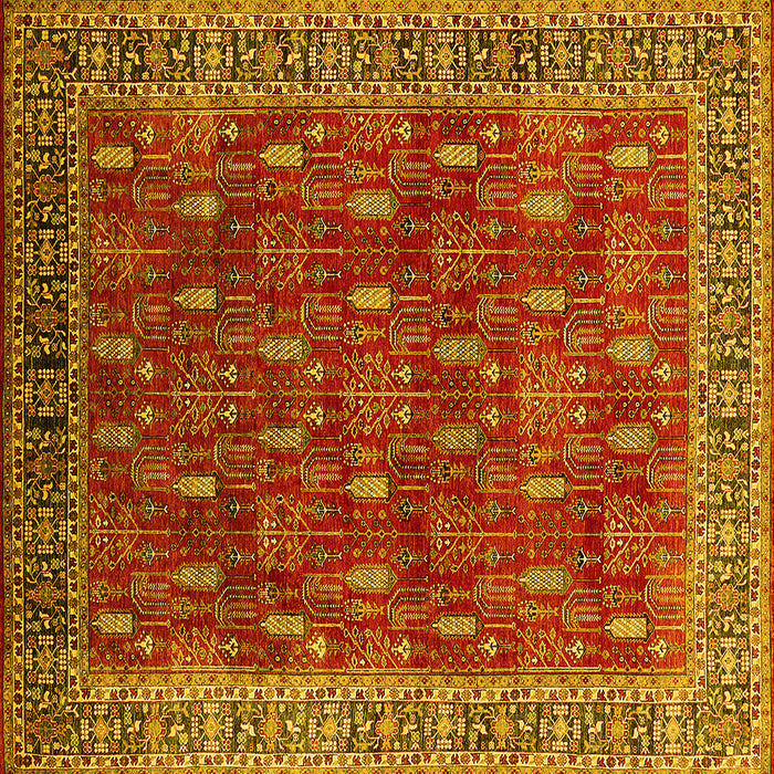 Square Oriental Yellow Traditional Rug, urb2300yw