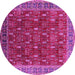 Round Oriental Pink Traditional Rug, urb2300pnk