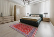 Mid-Century Modern Red Oriental Rug in a Bedroom, urb2300