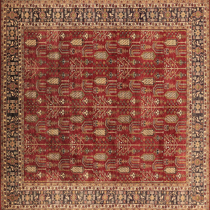 Square Machine Washable Oriental Brown Traditional Rug, wshurb2300brn
