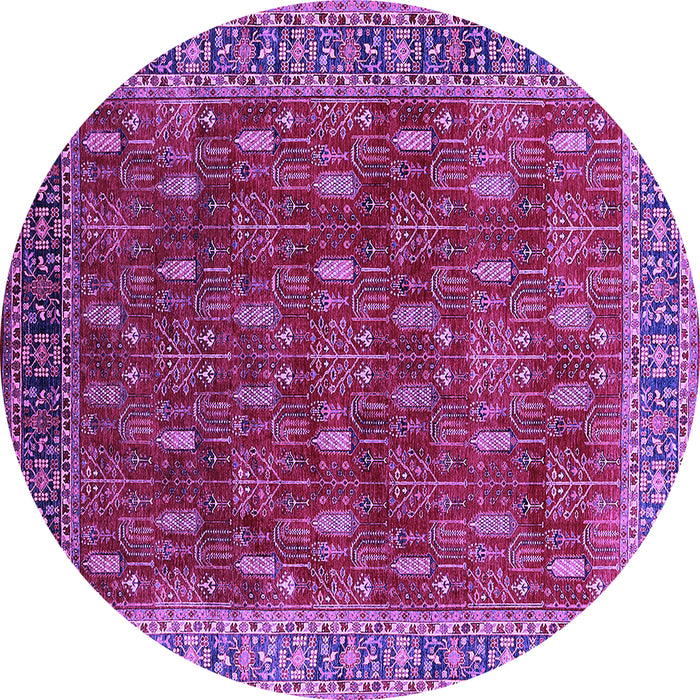 Round Oriental Purple Traditional Rug, urb2300pur