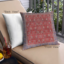 Front View of Mid-Century Modern Urban Square Red Throw Pillow, 18 inch by 18 inch, pwurb2300