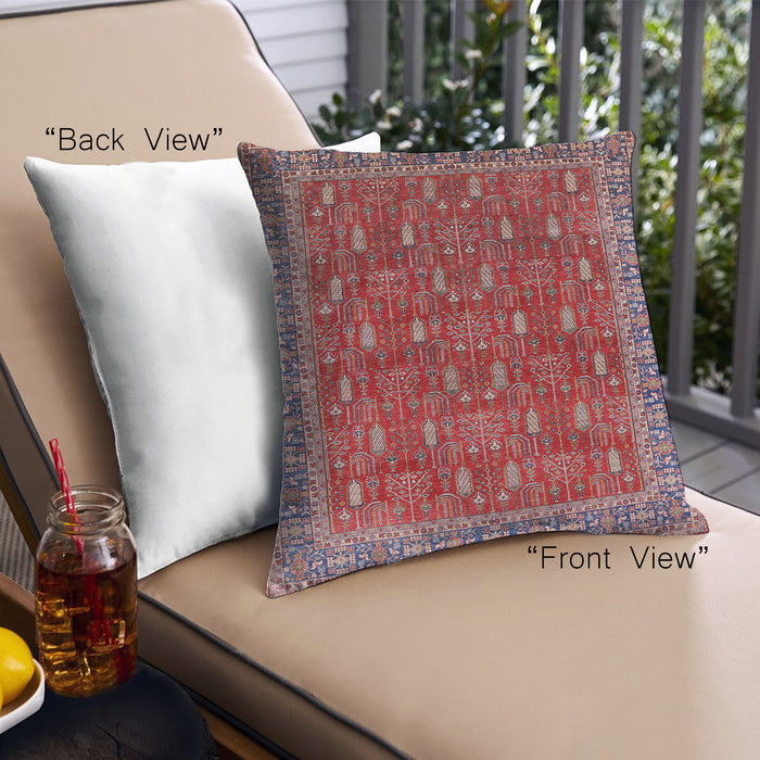 Front View of Mid-Century Modern Urban Square Red Throw Pillow, 18 inch by 18 inch, pwurb2300