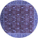 Round Machine Washable Oriental Blue Traditional Rug, wshurb2300blu