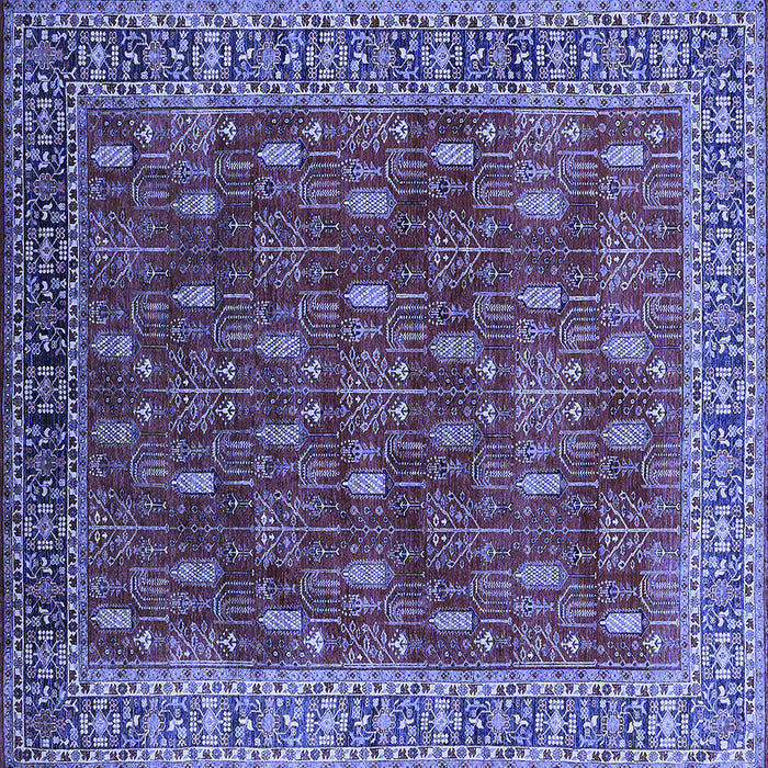 Square Machine Washable Oriental Blue Traditional Rug, wshurb2300blu