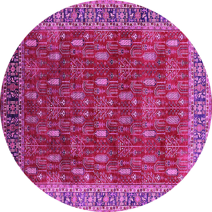 Round Machine Washable Oriental Pink Traditional Rug, wshurb2300pnk