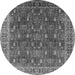 Round Machine Washable Oriental Gray Traditional Rug, wshurb2300gry