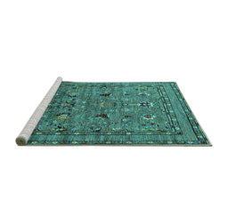 Sideview of Machine Washable Oriental Turquoise Industrial Area Rugs, wshurb2301turq