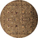 Round Oriental Brown Industrial Rug, urb2301brn