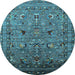 Round Oriental Light Blue Industrial Rug, urb2301lblu