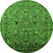 Round Machine Washable Oriental Green Industrial Area Rugs, wshurb2301grn