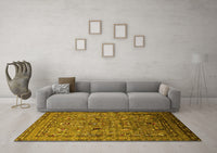 Machine Washable Oriental Yellow Industrial Rug, wshurb2301yw