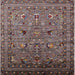 Square Mid-Century Modern Bakers Brown Oriental Rug, urb2301