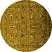 Round Oriental Yellow Industrial Rug, urb2301yw