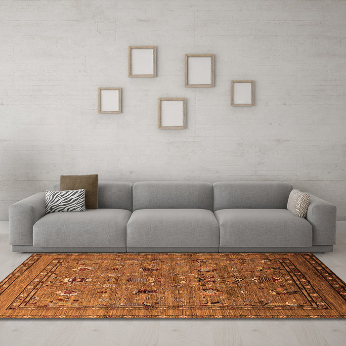 Machine Washable Oriental Orange Industrial Area Rugs in a Living Room, wshurb2301org