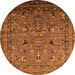 Round Machine Washable Oriental Orange Industrial Area Rugs, wshurb2301org