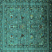 Square Oriental Turquoise Industrial Rug, urb2301turq