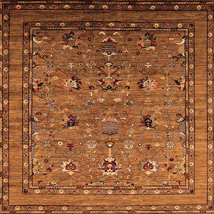 Square Machine Washable Oriental Orange Industrial Area Rugs, wshurb2301org