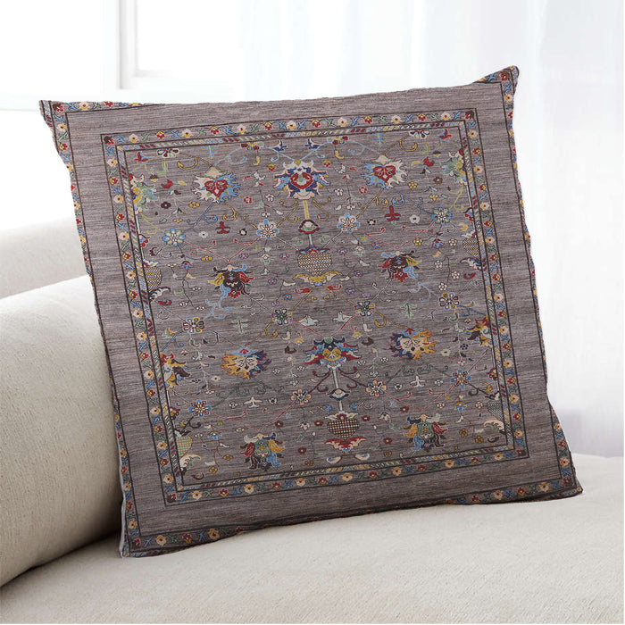 Lifestyle Image of Mid-Century Modern Urban Square Bakers Brown Throw Pillow, 18 inch by 18 inch, pwurb2301