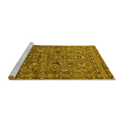 Sideview of Machine Washable Oriental Yellow Industrial Rug, wshurb2301yw