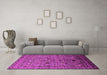 Machine Washable Oriental Pink Industrial Rug in a Living Room, wshurb2301pnk