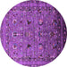 Round Machine Washable Oriental Purple Industrial Area Rugs, wshurb2301pur