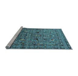 Sideview of Machine Washable Oriental Light Blue Industrial Rug, wshurb2301lblu