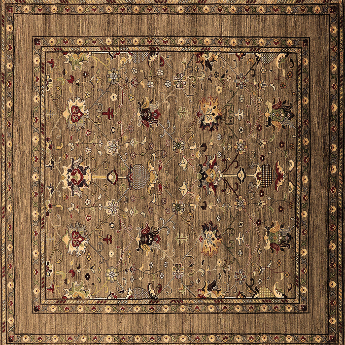 Square Machine Washable Oriental Brown Industrial Rug, wshurb2301brn