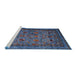 Sideview of Machine Washable Industrial Modern Silk Blue Rug, wshurb2302