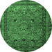 Round Oriental Emerald Green Traditional Rug, urb2302emgrn