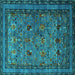 Square Oriental Turquoise Traditional Rug, urb2302turq