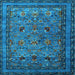 Square Machine Washable Oriental Light Blue Traditional Rug, wshurb2302lblu