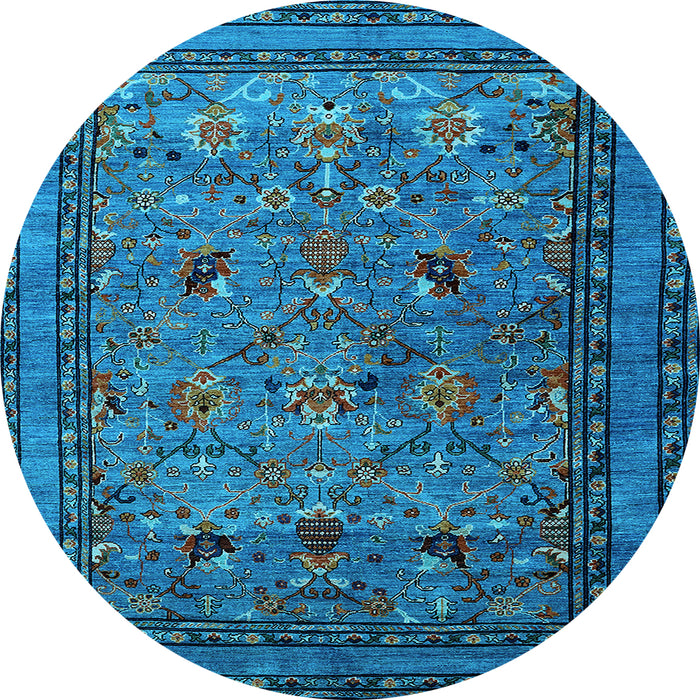 Round Oriental Light Blue Traditional Rug, urb2302lblu