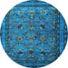 Round Oriental Light Blue Traditional Rug, urb2302lblu