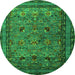 Round Oriental Green Traditional Rug, urb2302grn