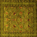 Square Machine Washable Oriental Yellow Traditional Rug, wshurb2302yw